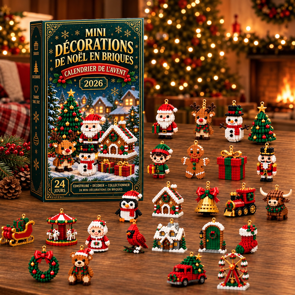 ⏳ Dernier jour pour économiser 49 % – 🎄 Calendrier de l'Avent 24 jours de mini-décorations de Noël | 24 modèles festifs uniques à construire, avec attache pour les suspendre — parfaits pour décorer le sapin, les couronnes et la déco de Noël 🧱