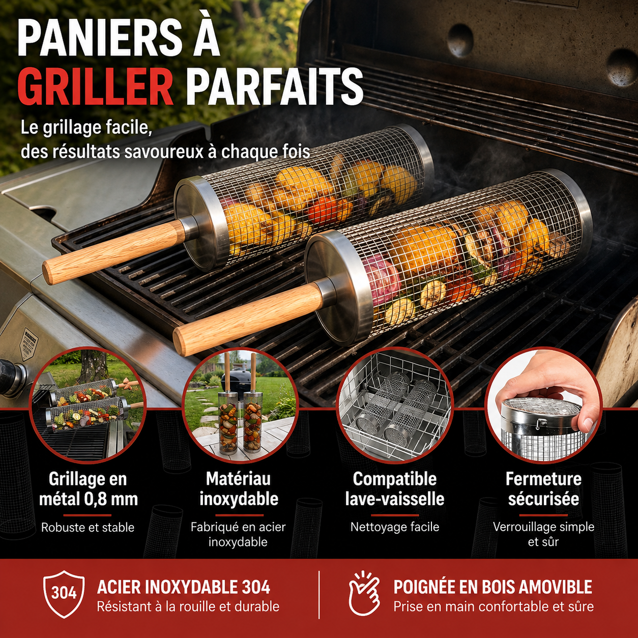Panier à griller roulant