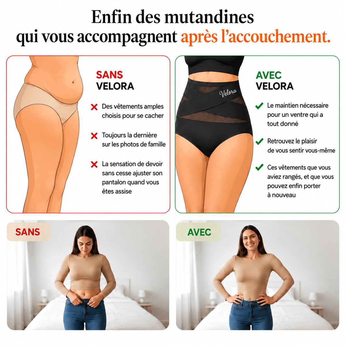 Culotte gainante à bande croisée 360°