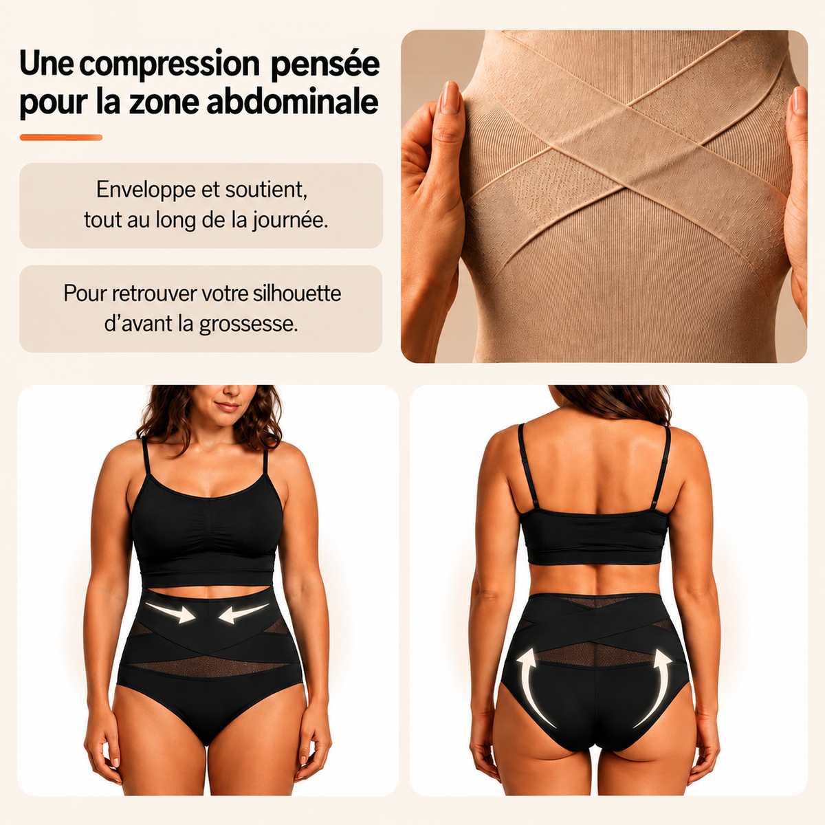 Culotte gainante à bande croisée 360°