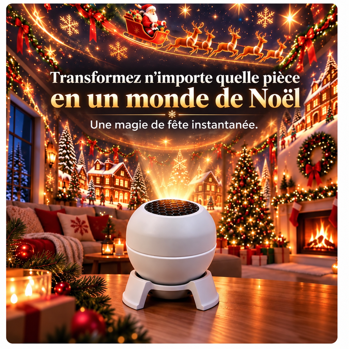 💡 Transformez n'importe quelle pièce en féerie de Noël – Veilleuse projecteur de Noël